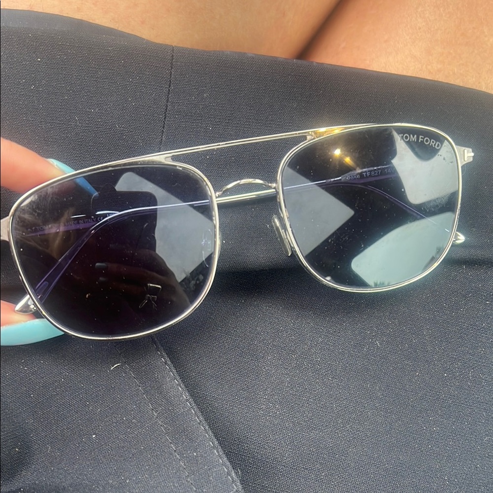 Tom Ford Gold Frame Aviator Sunglasses with Dark Lenses